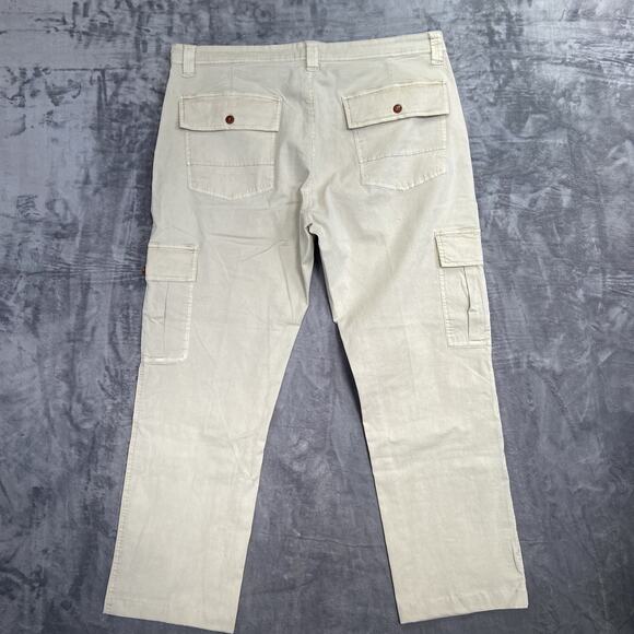 Agave Slouchy Taper Cargo Pants Men's Size 38 Twill Beige - Picture 2 of 9